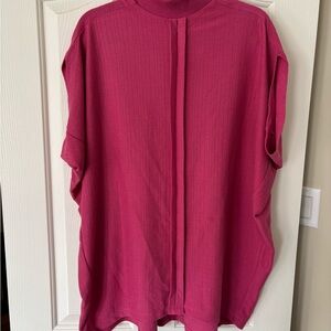 Women's Relaxed Fuchsia Tunic with Mock Neck Panel